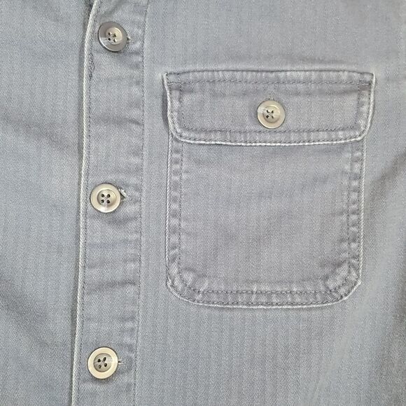 🎁5/$25 Old Navy Shirt Youth Boys Large Blue Denim Front Button Up Long Sleeve - Picture 7 of 7